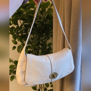 Coach Ergo Flap Turnlock White Pebbled Leather 11614